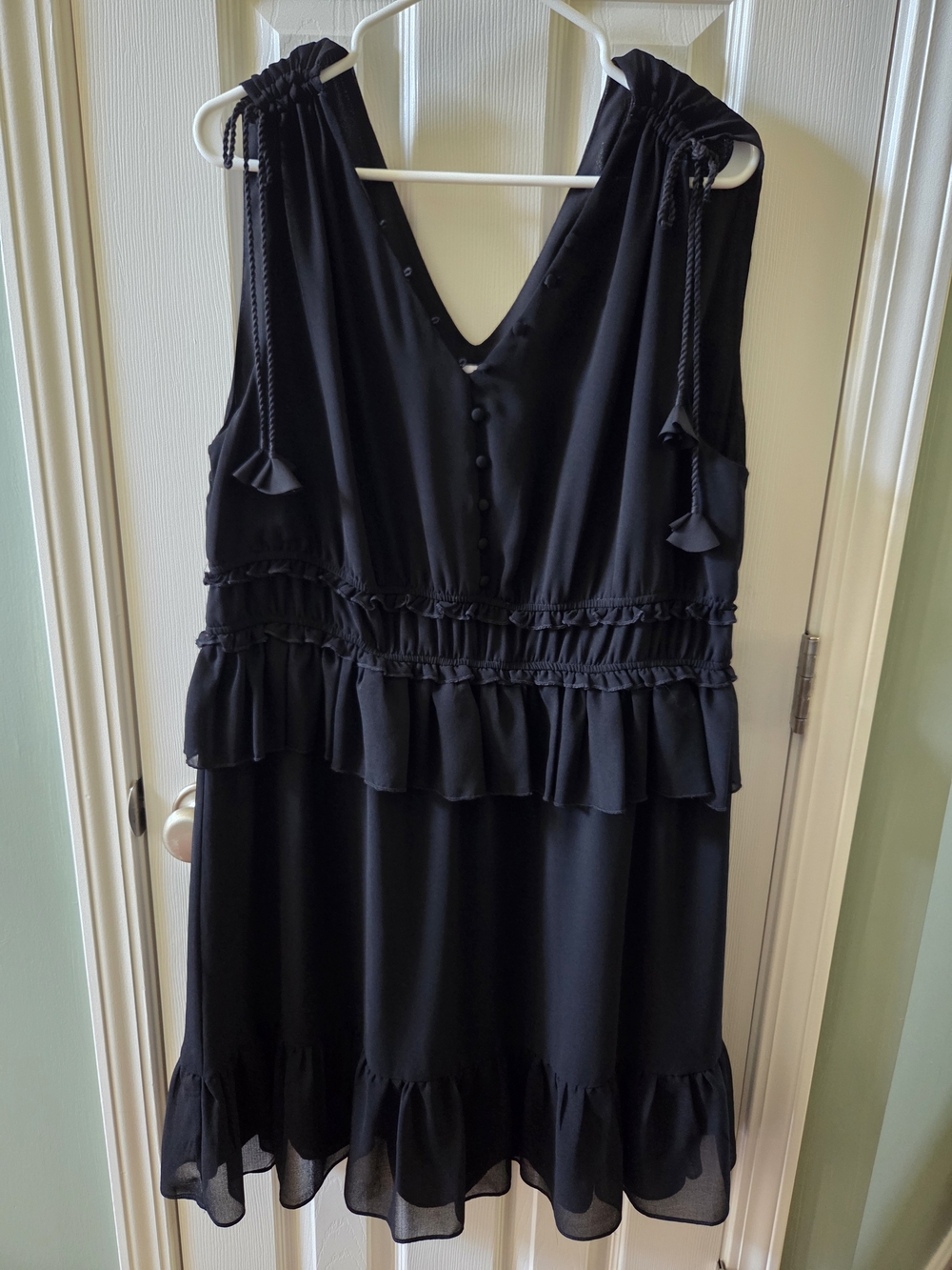 Elegant Black Ruffled V-Neck Mini Dress